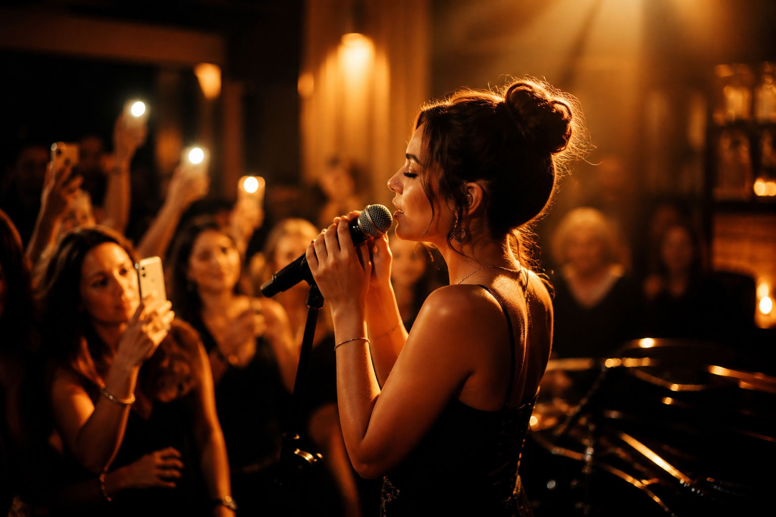 Live music showcase with warm stage lighting